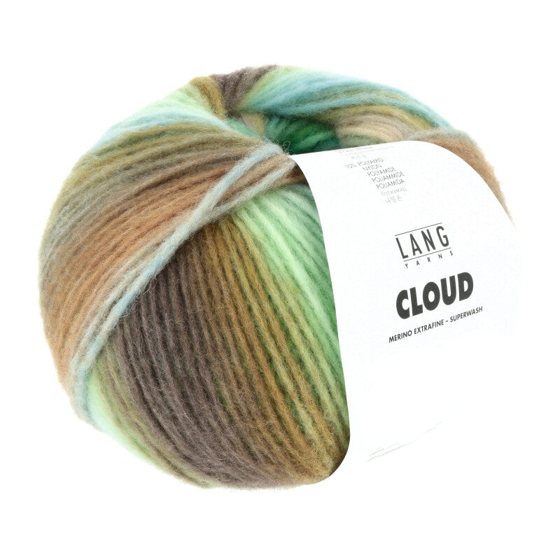 Lang Yarns Cloud Yarn, 260m / 100g – Green/Turquoise/Brass (0016)