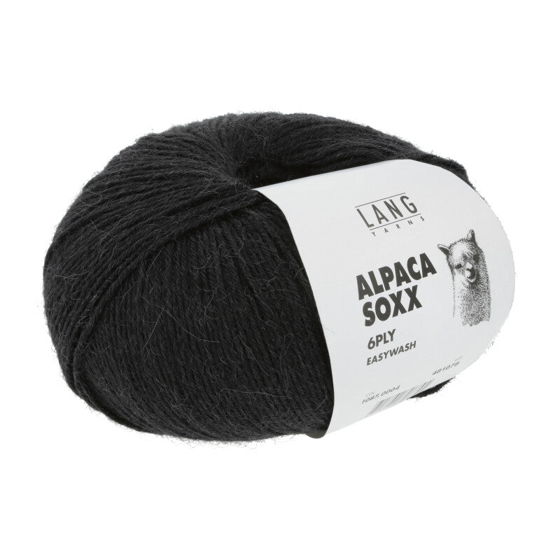 Lang Yarns Alpaca Soxx 6-ply Yarn, 390m / 150g – Black (0004)