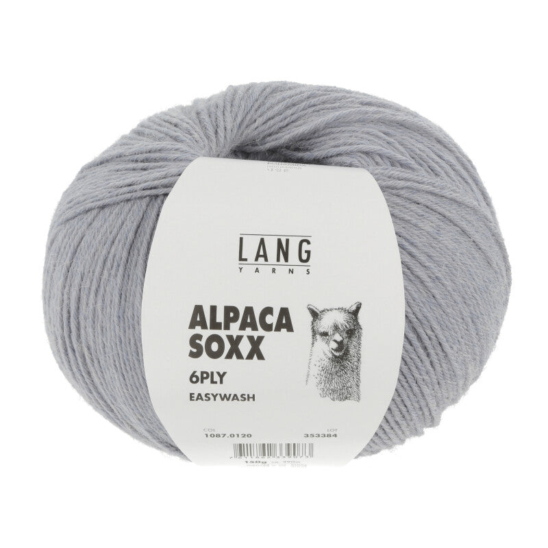 Lang Yarns Alpaca Soxx 6-ply Yarn, 390m / 150g – Light Blue Mélange (0120)