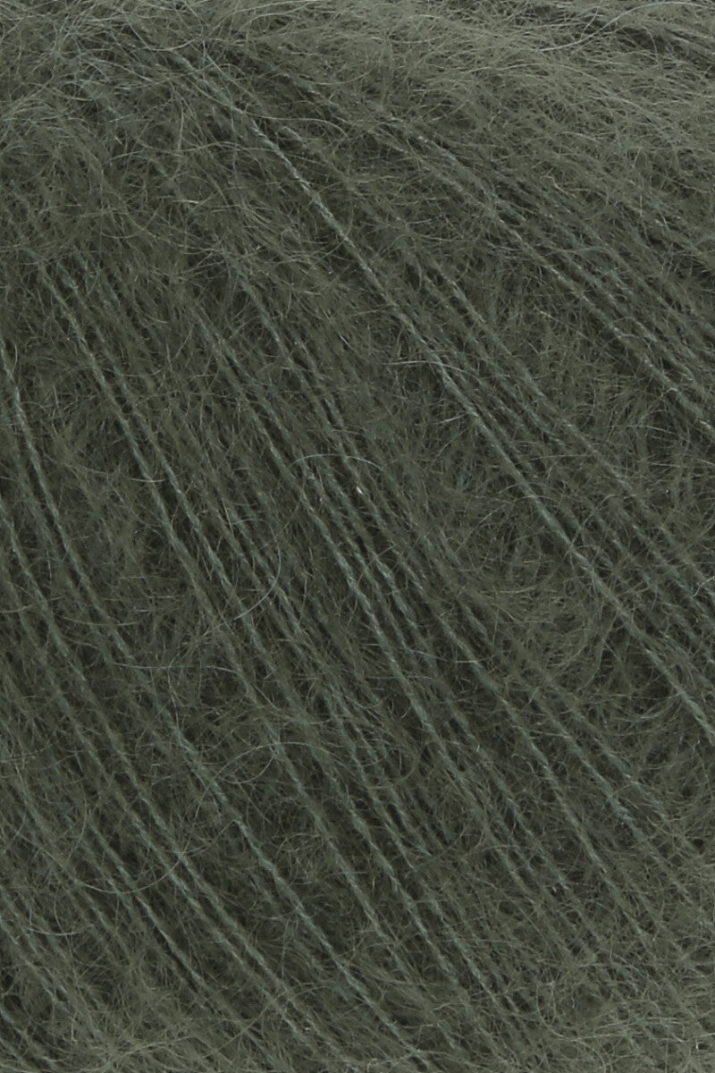 Lang Yarns Mohair 21 Yarn, 375m / 25g – Dark Olive (0098), yarn texture