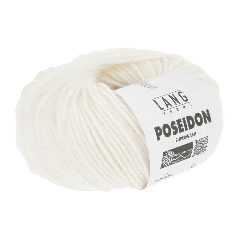 Lang Yarns Poseidon yarn, White, colour 0001, ball photograph