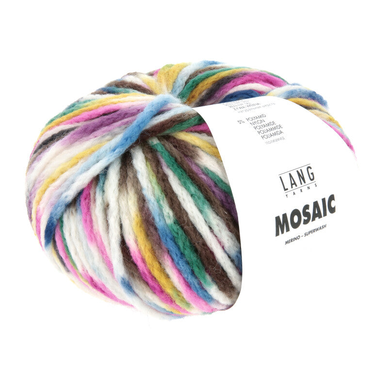 Lang Yarns Mosaic – 100g / 140m – Emerald/Hot Pink/Blue/Corn (0008)