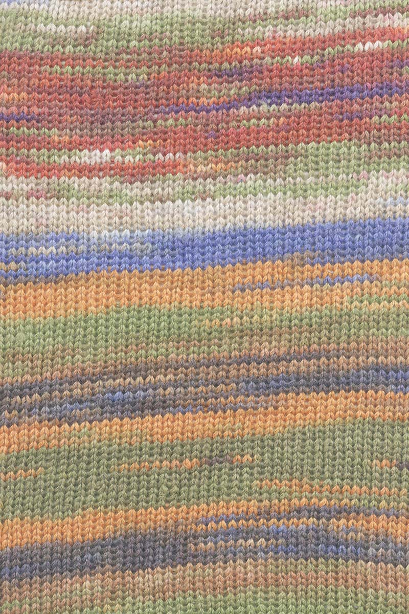 Lang Yarns Eternity – 100g / 340m – Orange/Olive/Periwinkle/Rust (0003) – detail