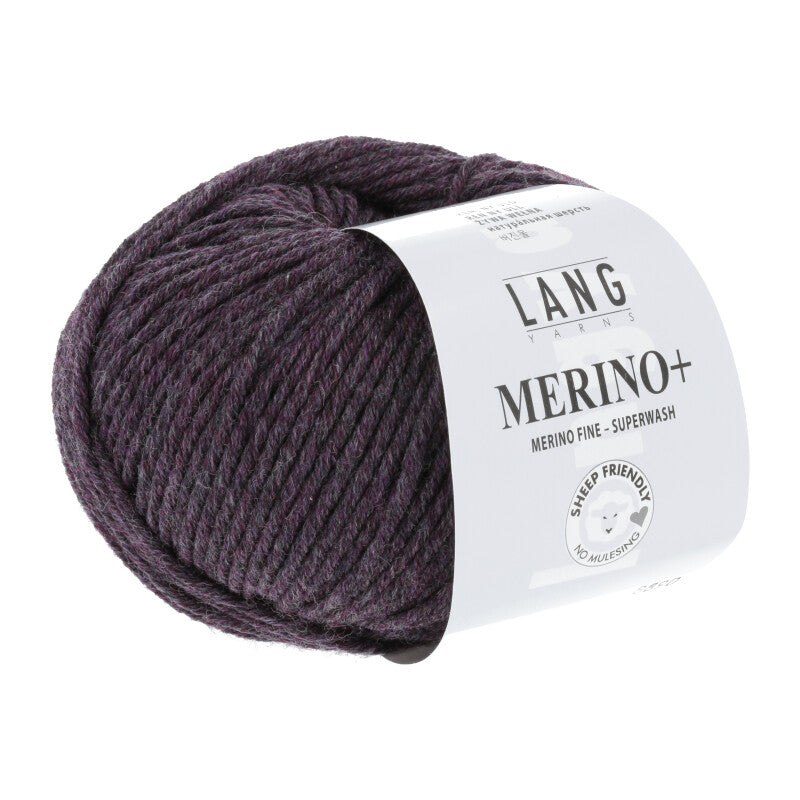 Lang Yarns Merino+ – 50g / 90m – Eggplant Mélange (0380)