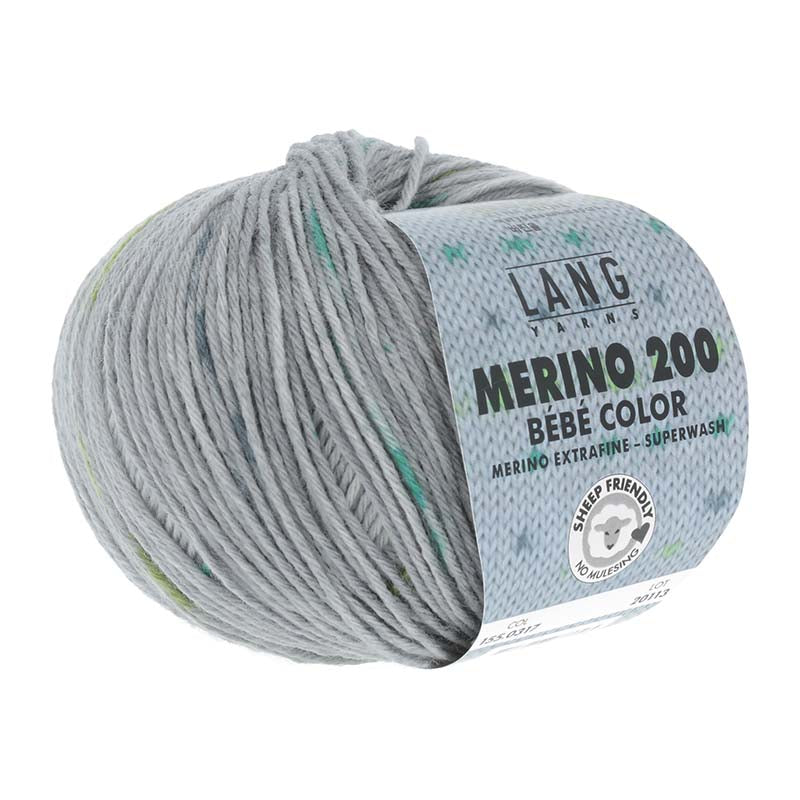 Lang Yarns Merino 200 Bébé Color Yarn, 203m / 50g – Grey-Green (0317)