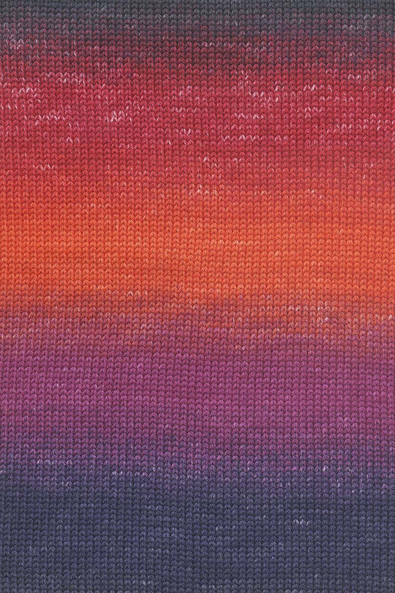 Lang Yarns Merino 200 Bébé Color Yarn, 203m / 50g – Orange/Red/Viola (0554), yarn texture