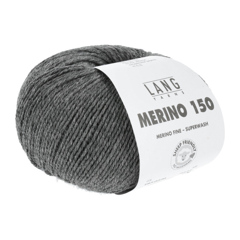 Lang Yarns Merino 150 Yarn, 150m / 50g – Dark Grey Mélange (0270)