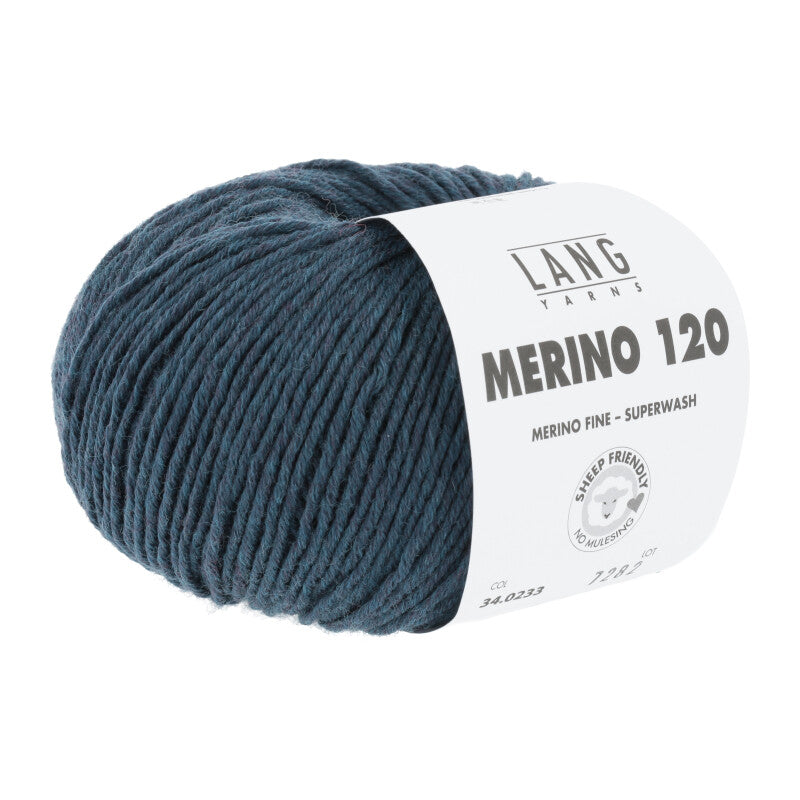 Lang Yarns Merino 120 Yarn, 120m / 50g – Petrol Mélange (0233)