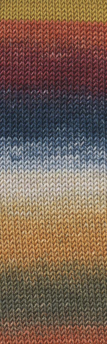 Lang Yarns Merino 120 Dégradé – 50g / 120m – Blue/Orange/Brick (0009) – detail