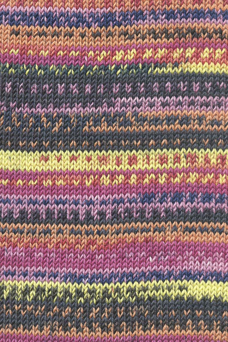 Lang Yarns Merino 120 Color – 100g / 240m – Purple/Yellow/Dark Blue/Tangerine (0007) – detail
