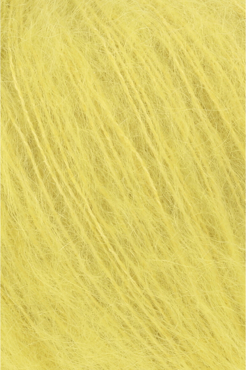 Lang Yarns Mohair Luxe Yarn, 175m / 25g – Yellow (0114), yarn texture
