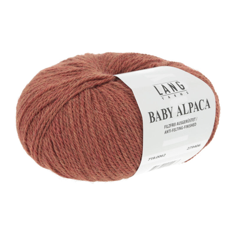 Lang Yarns Baby Alpaca Yarn, 170m / 50g – Brick Mélange (0062)