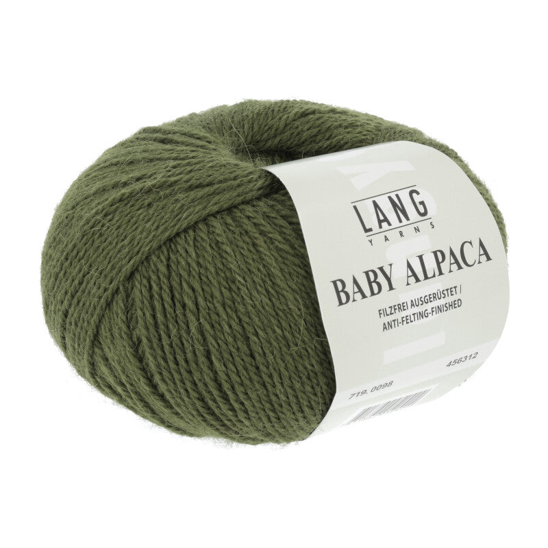 Lang Yarns Baby Alpaca Yarn, 170m / 50g – Olive (0098)