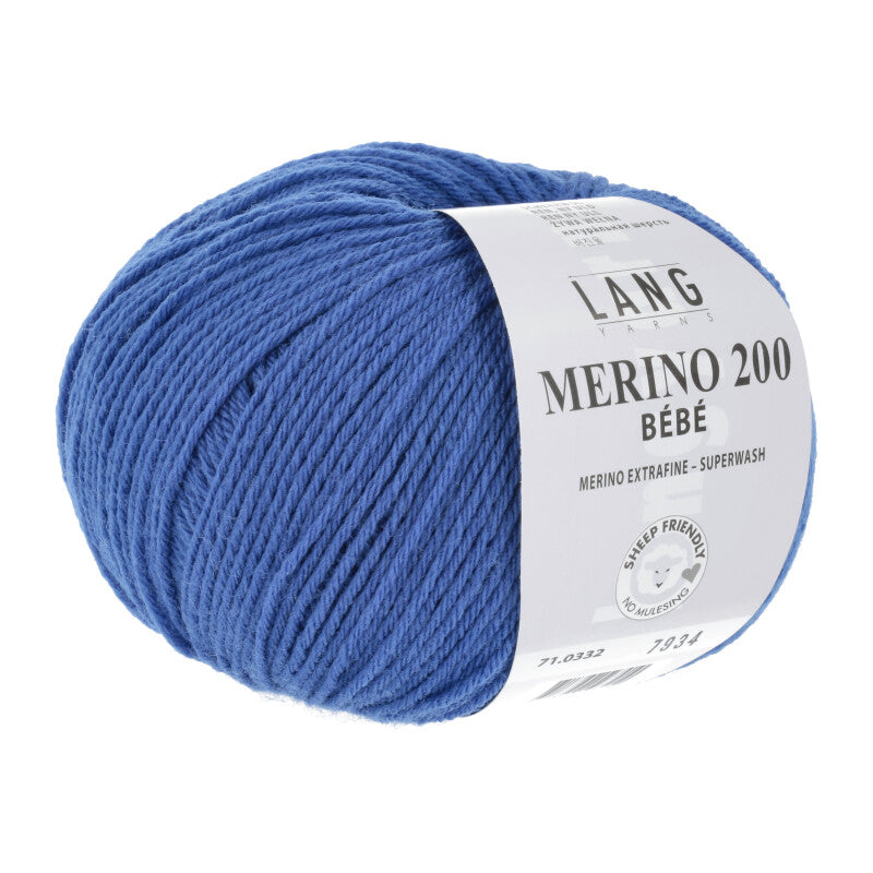 Lang Yarns Merino 200 Bébé Yarn, 203m / 50g – Blue Marine (0332)