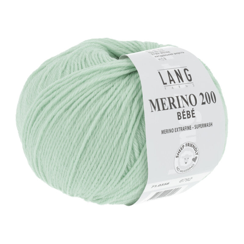 Lang Yarns Merino 200 Bébé Yarn, 203m / 50g – Light Green (0358)