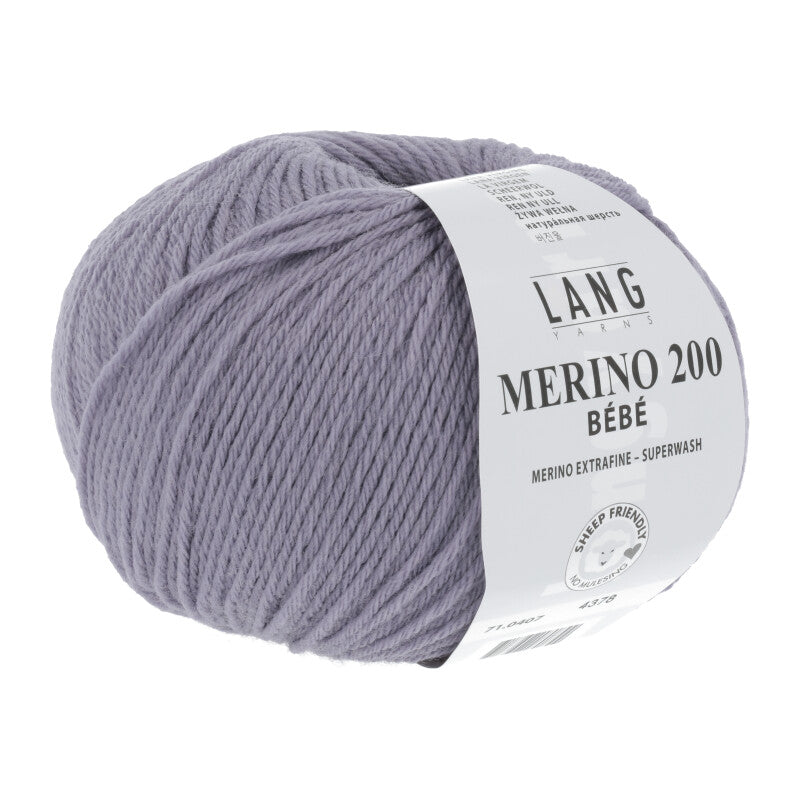 Lang Yarns Merino 200 Bébé Yarn, 203m / 50g – Lilac (0407)