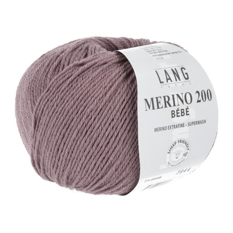 Lang Yarns Merino 200 Bébé Yarn, 203m / 50g – Dusky Pink (0448)