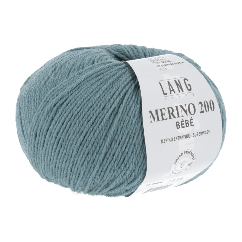 Lang Yarns Merino 200 Bébé Yarn, 203m / 50g – Atlantic (0474)