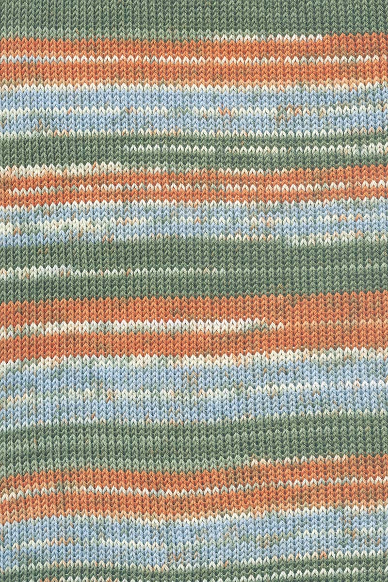 Lang Yarns Baby Cotton Color – 50g / 180m – Olive/Orange/Light Blue (0197) – detail