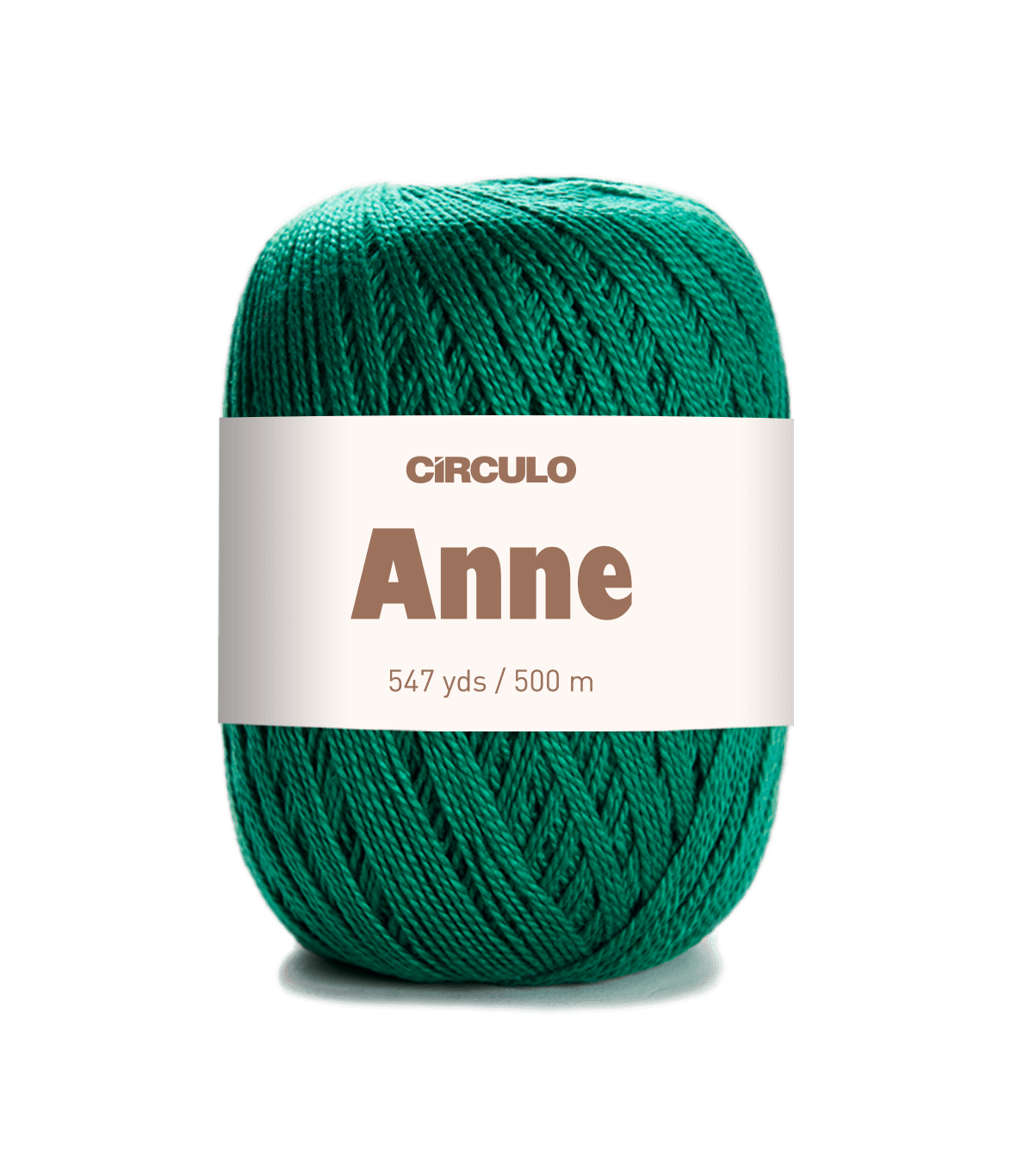 Circulo ANNE - 100% mercerized Cotton Yarn, 500m / 147g - Green ball of yarn with 'Circulo Anne' label on a white background