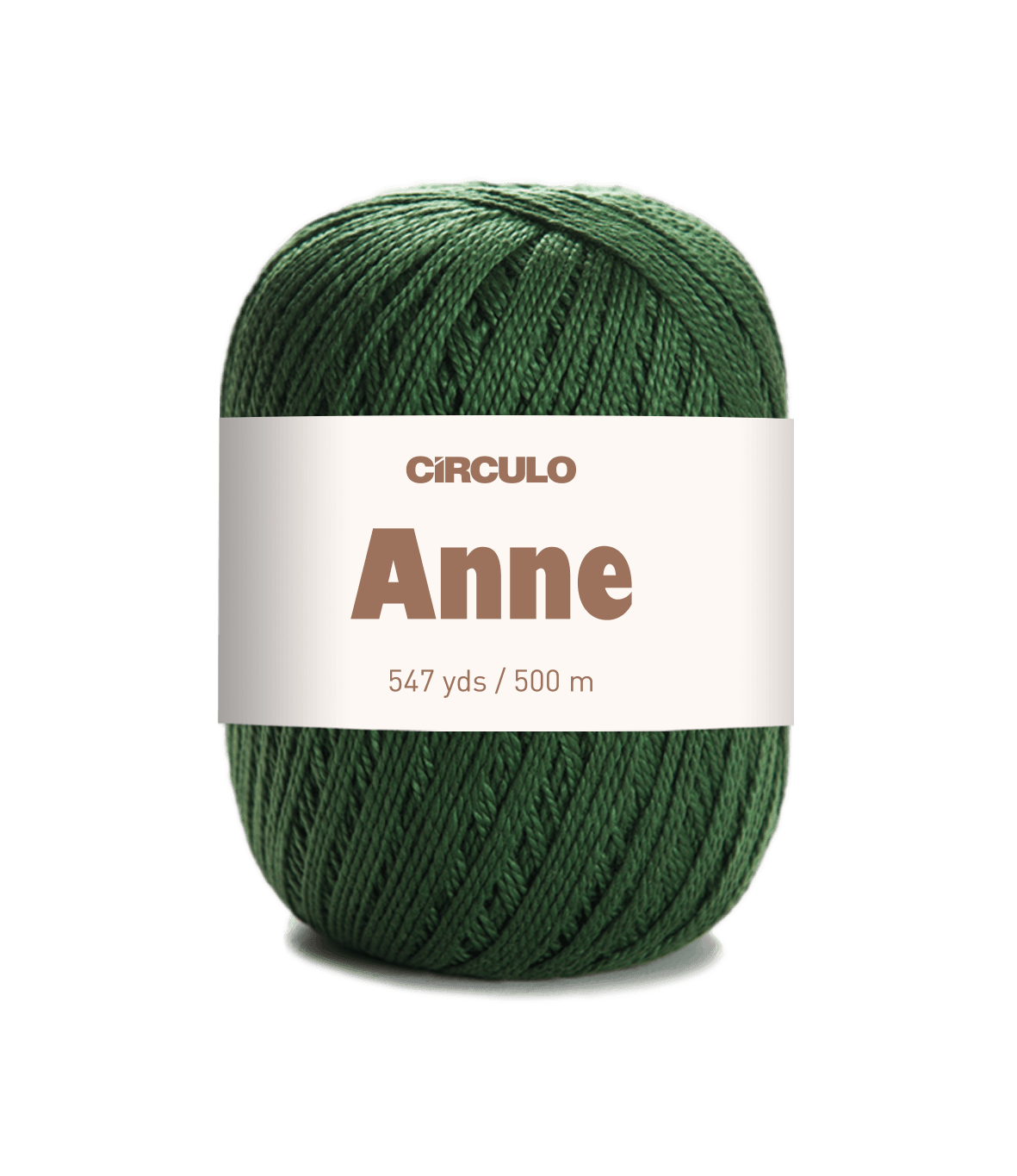 Circulo ANNE - 100% mercerized Cotton Yarn, 500m / 147g - Green ball of yarn with 'Circulo Anne' label on a white background