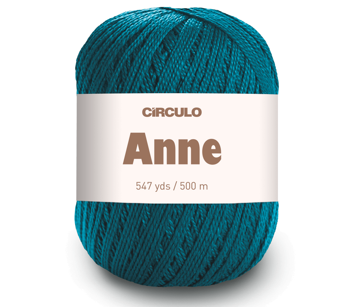 Circulo ANNE - 100% mercerized Cotton Yarn, 500m / 147g - A skein of teal yarn with a white paper label on a clean white background.