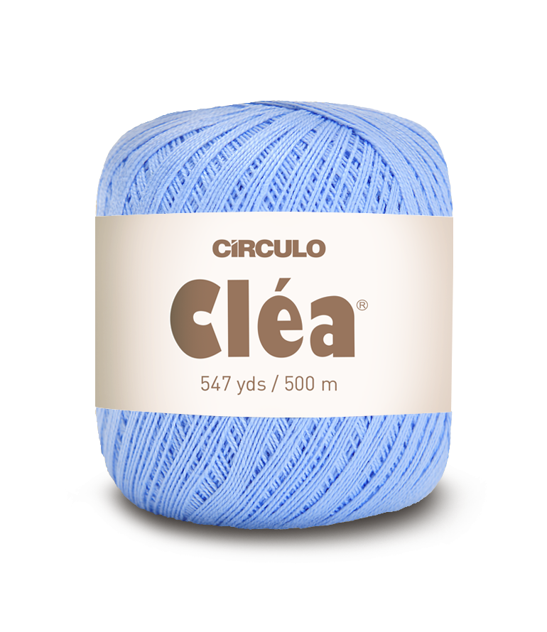 Circulo Clea 100% Cotton Yarn for Crochet and Knitting, 500m/75 gr - Leo Hobby - Blue yarn ball with 'Circulo Clea' label on a white background