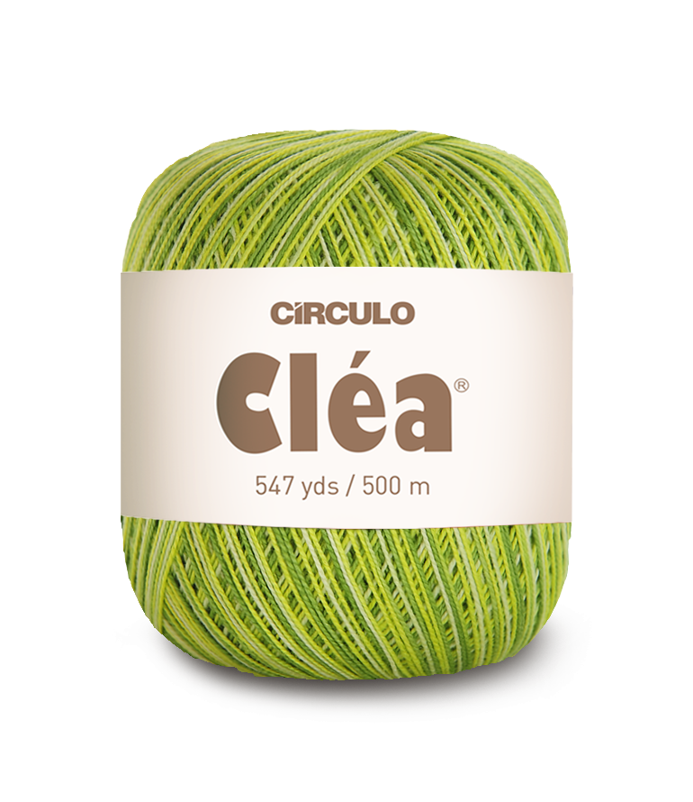 Circulo Clea 100% Cotton Yarn for Crochet and Knitting, 500m/75 gr - Leo Hobby - Ball of green yarn with a 'Circulo Clea' label on a white background