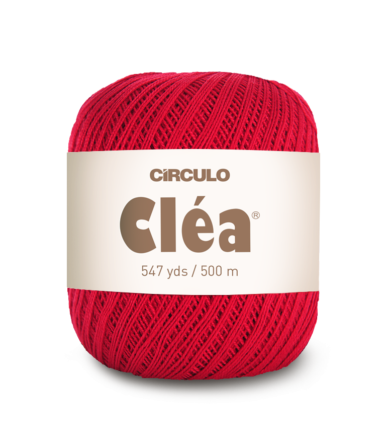 Circulo Clea 100% Cotton Yarn for Crochet and Knitting, 500m/75 gr - Leo Hobby - Red ball of yarn with 'Circulo Clea' label on a white background