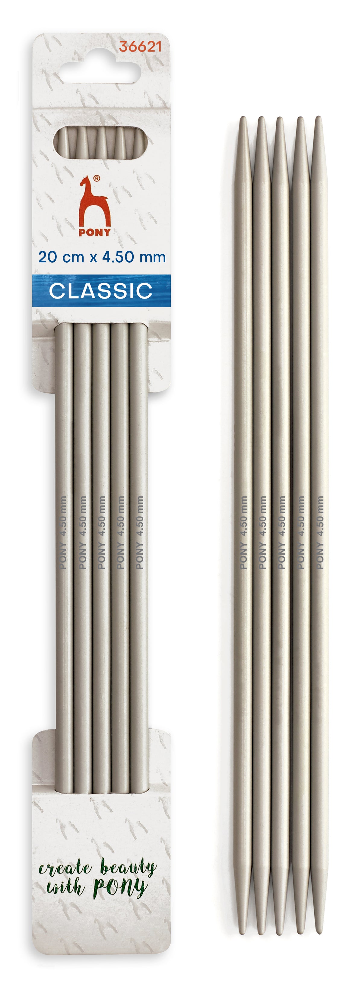 Pony Classic Aluminium Double Pointed Knitting Needles – 20 cm, 20 cm, 4.50 mm