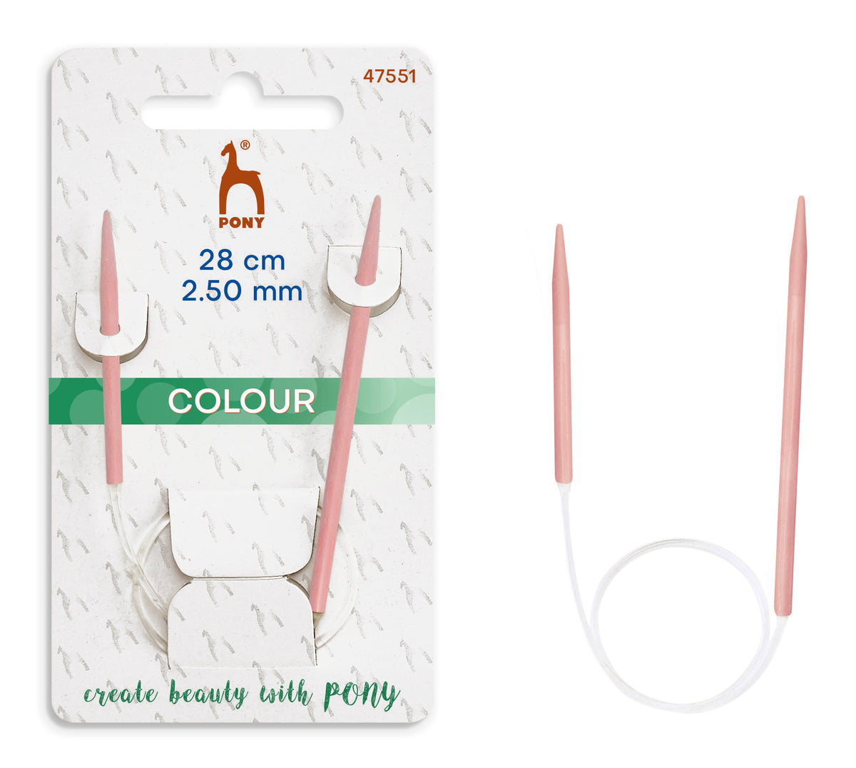 Pony Colour Anodised Sock Fixed Circular Knitting Needles – 28 cm, 2.50 mm