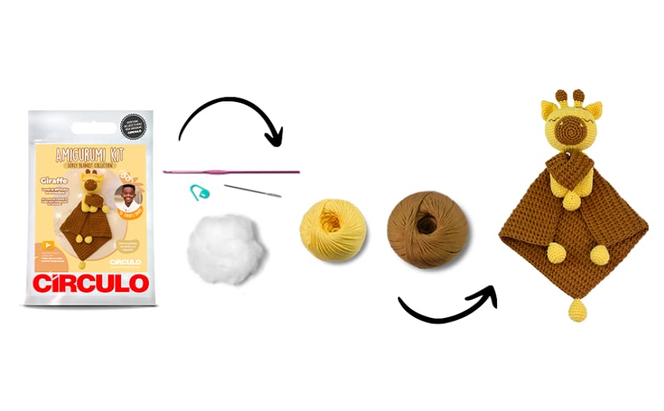 Circulo Amigurumi Crochet Kit - Lovey Blanket - All Included, Easy Instructions - Crochet Set for Intermediate - Animal Crochet Kit, Premium Amigurumi Yarn for Crocheting - Giraffe - Leo Hobby Marketplace