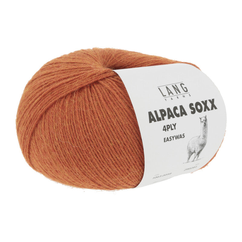 Lang Yarns Alpaca Soxx 4-ply Yarn, 390m / 100g – Orange Mélange (0059)
