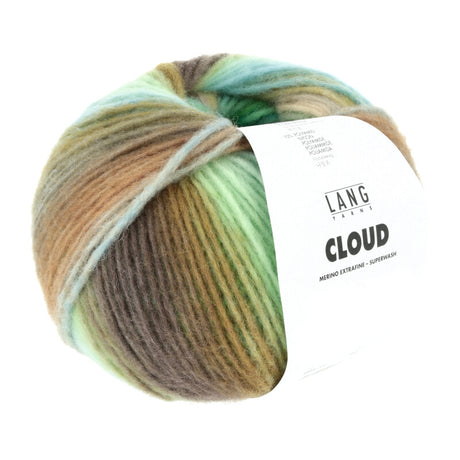 Lang Yarns Cloud Yarn, 260m / 100g – Green/Turquoise/Brass (0016)