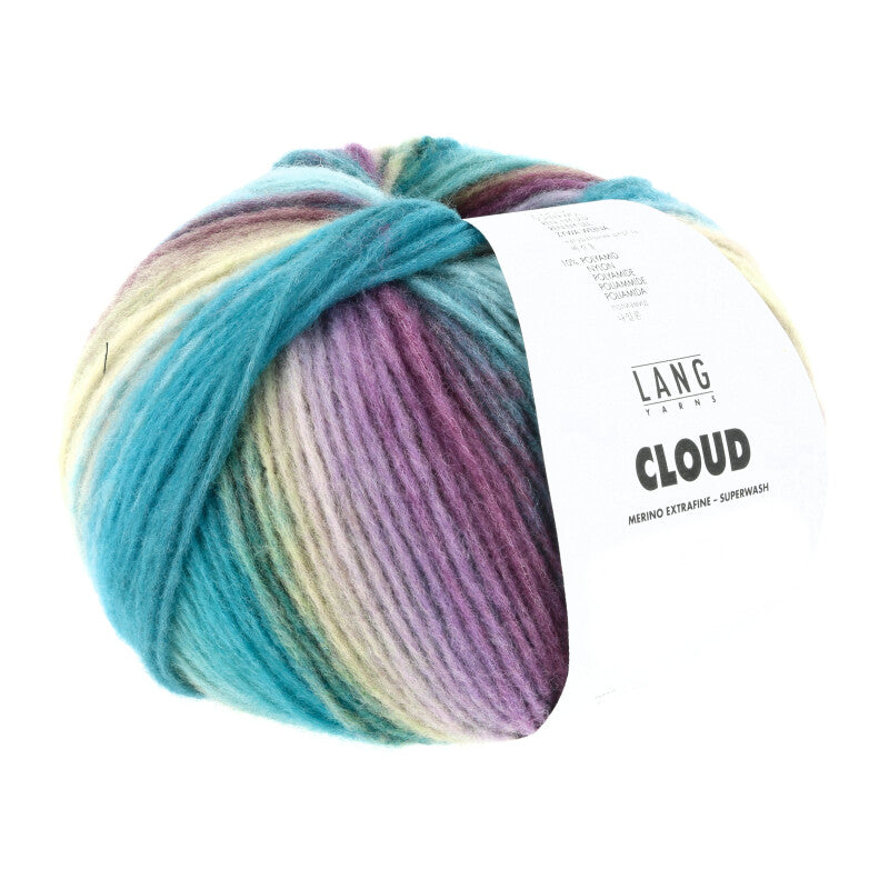 Lang Yarns Cloud Yarn, 260m / 100g – Petrol/Turquoise/Purple/Light Green (0019)