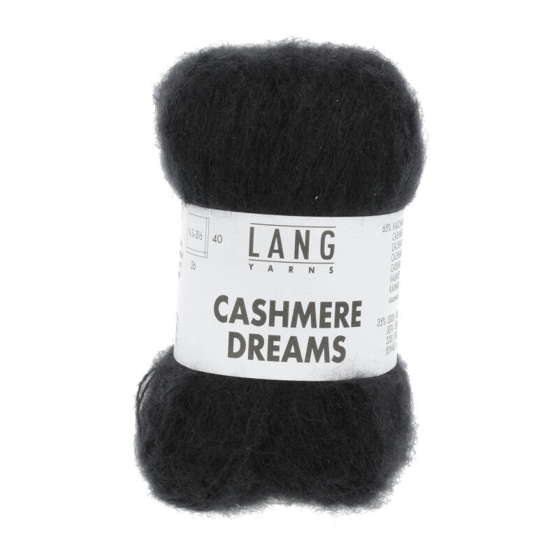 Lang Yarns Cashmere Dreams Yarn, 290m / 25g – Black (0004)