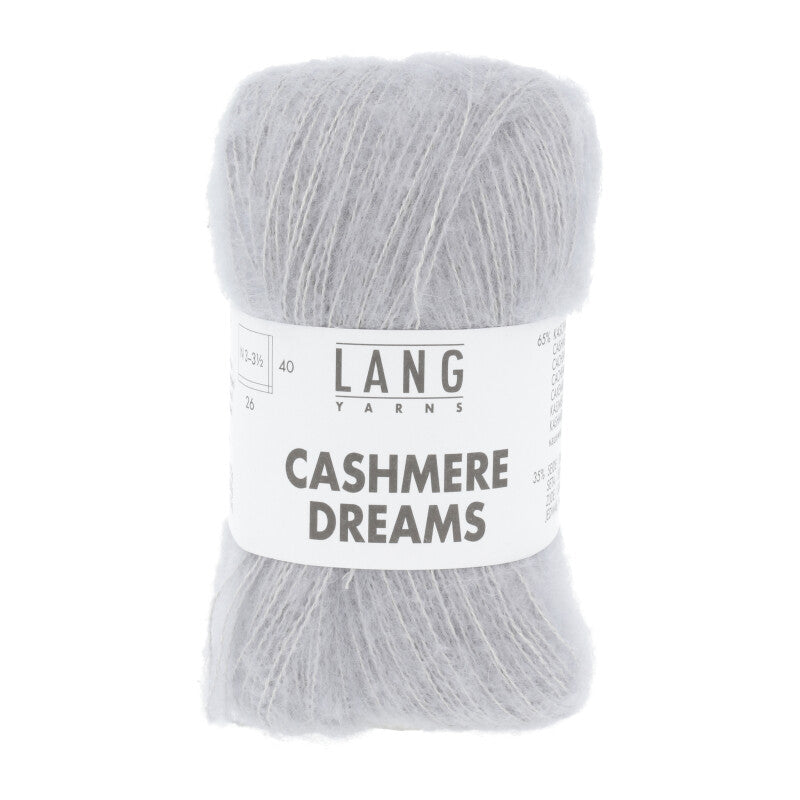 Lang Yarns Cashmere Dreams Yarn, 290m / 25g – Light Grey Mélange (0023)