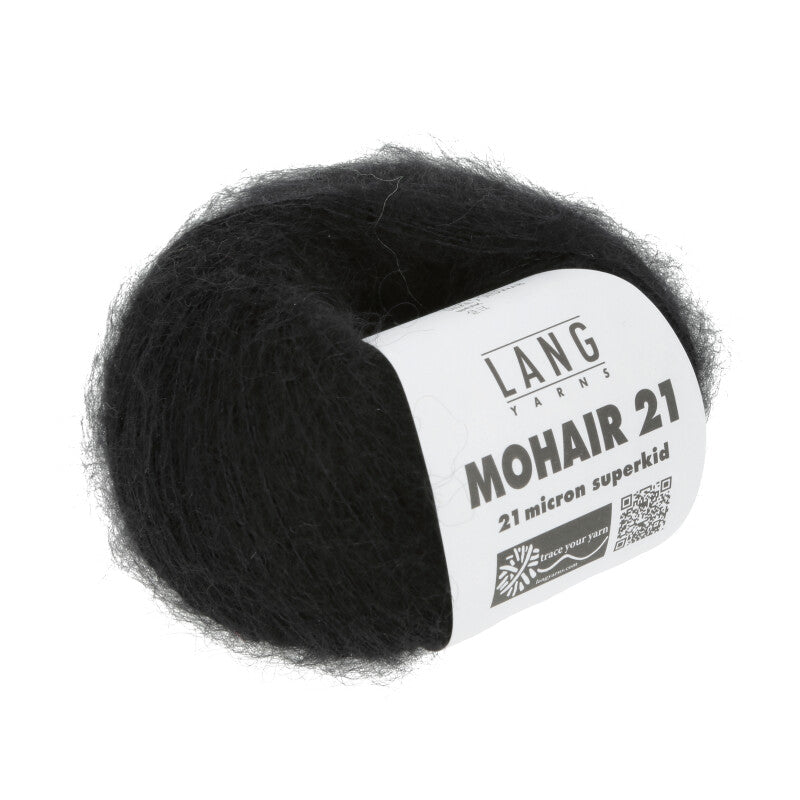Lang Yarns Mohair 21 Yarn, 375m / 25g – Black (0004)