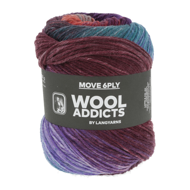 Lang Yarns Move 6-ply – 100g / 270m – Bordeaux/Petrol/Violet (0007)