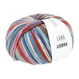 Lang Yarns Lisboa yarn, Marine/Rust/Brown/Lavender, colour 0009, ball photograph