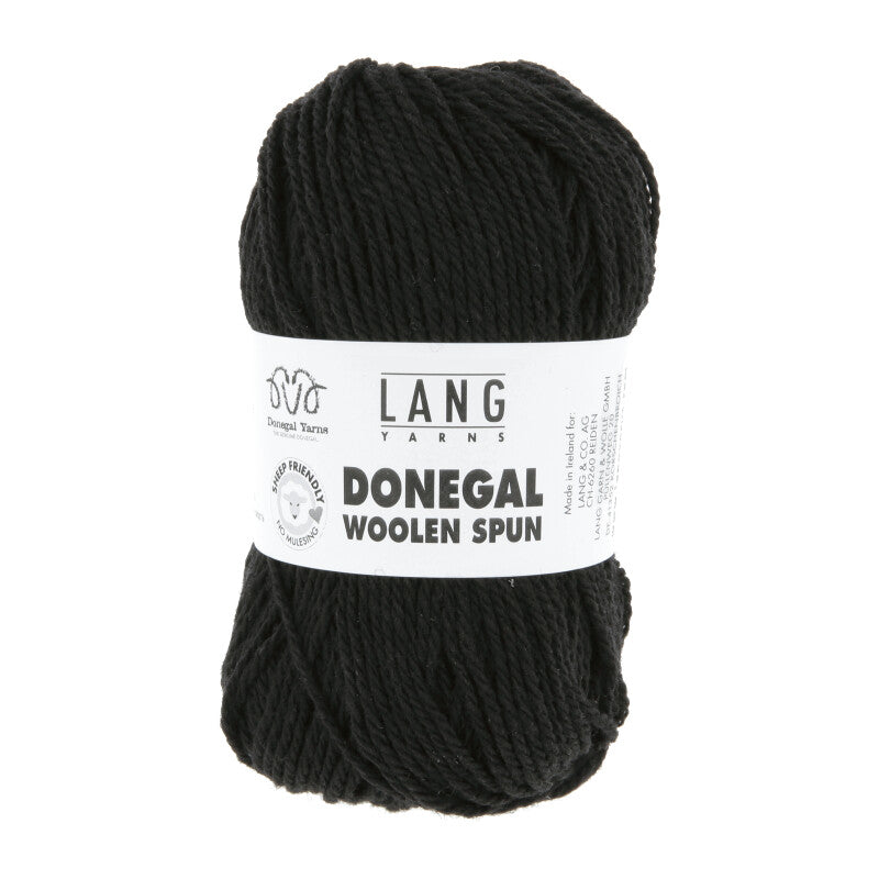 Lang Yarns Donegal Woolen Spun Yarn, 105m / 50g – Black (0004)