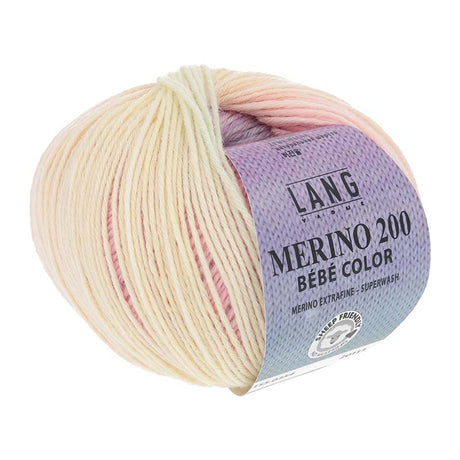 Lang Yarns Merino 200 Bébé Color Yarn, 203m / 50g – Multicolour Rose/Blue/Yellow (0354)