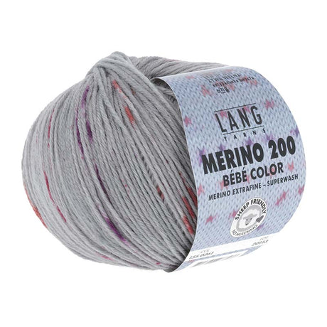 Lang Yarns Merino 200 Bébé Color Yarn, 203m / 50g – Grey-Red (0361)