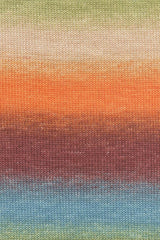 Lang Yarns Merino 200 Bébé Color Yarn, 203m / 50g – Orange/Green (0551), yarn texture