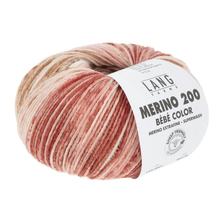 Lang Yarns Merino 200 Bébé Color Yarn, 203m / 50g – Offwhite/Pink/Terracotta (0601)