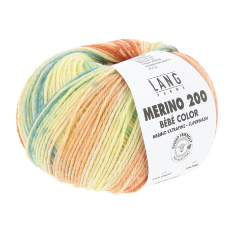Lang Yarns Merino 200 Bébé Color Yarn, 203m / 50g – Yellow/Melon/Turquoise (0603)