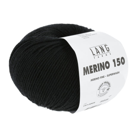Lang Yarns Merino 150 Yarn, 150m / 50g – Black (0004)
