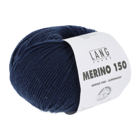 Lang Yarns Merino 150 Yarn, 150m / 50g – Blue Marine (0035)