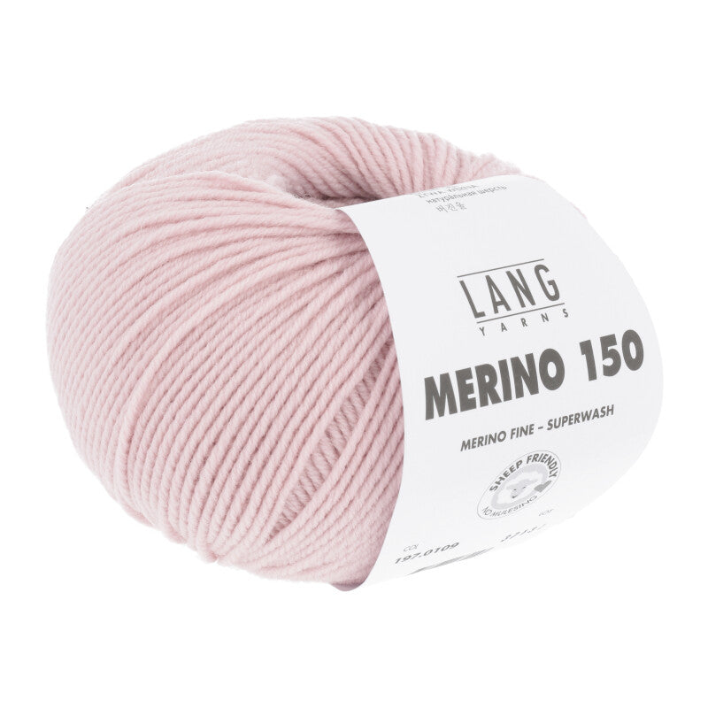 Lang Yarns Merino 150 Yarn, 150m / 50g – Light Rose (0109)