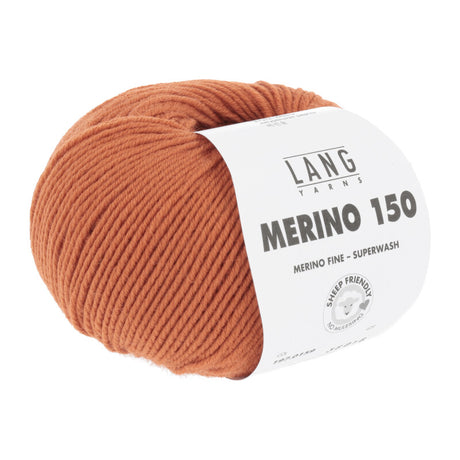 Lang Yarns Merino 150 Yarn, 150m / 50g – Tangarine (0159)